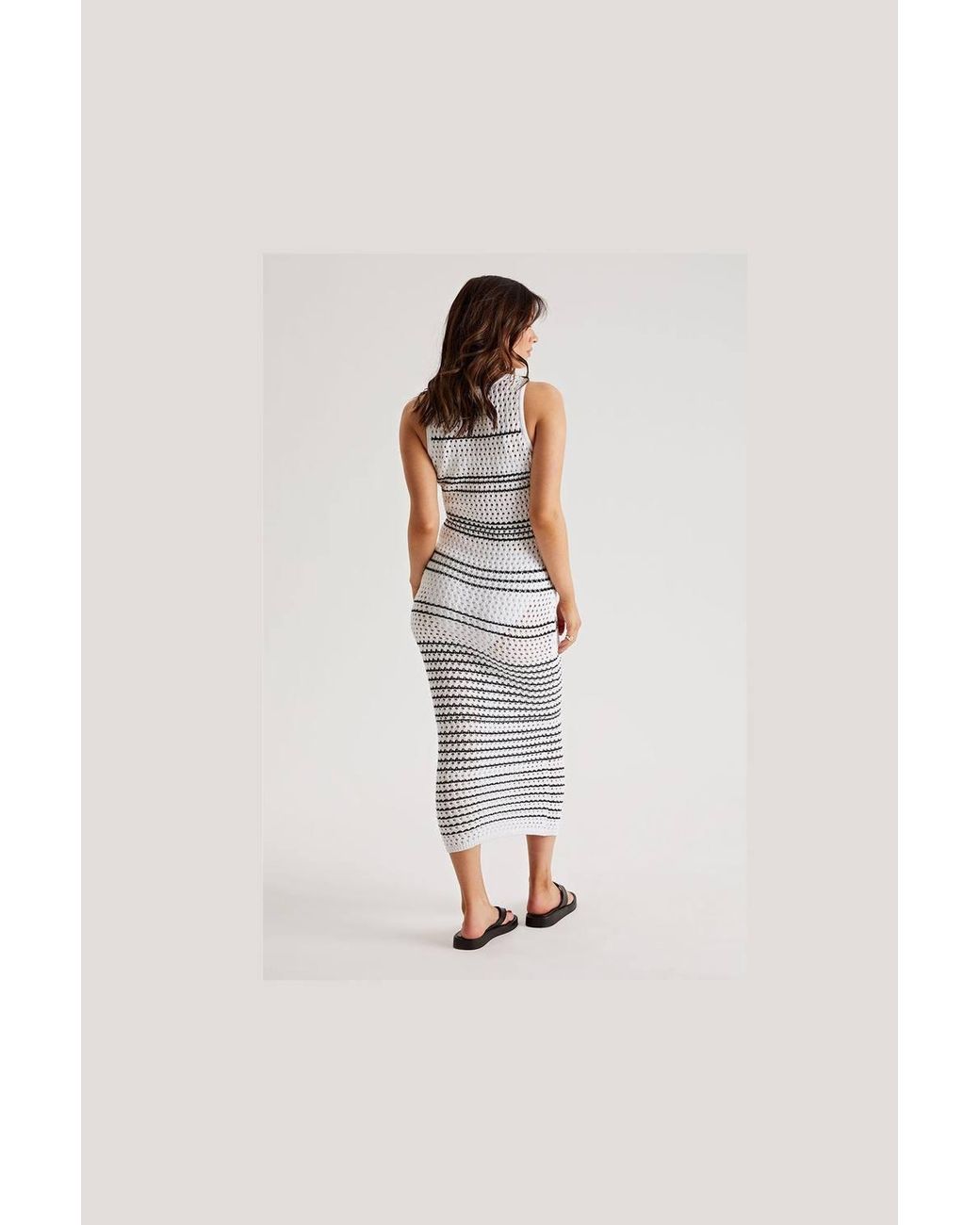 Urban Bliss White Stripe Pointelle Dress