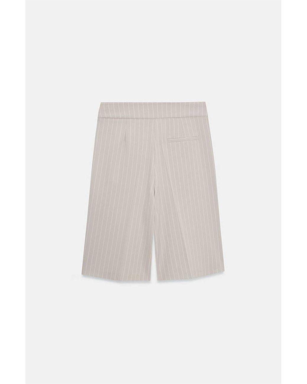 Dilvin Brown High-Waist Striped Tailored Shorts With Belt