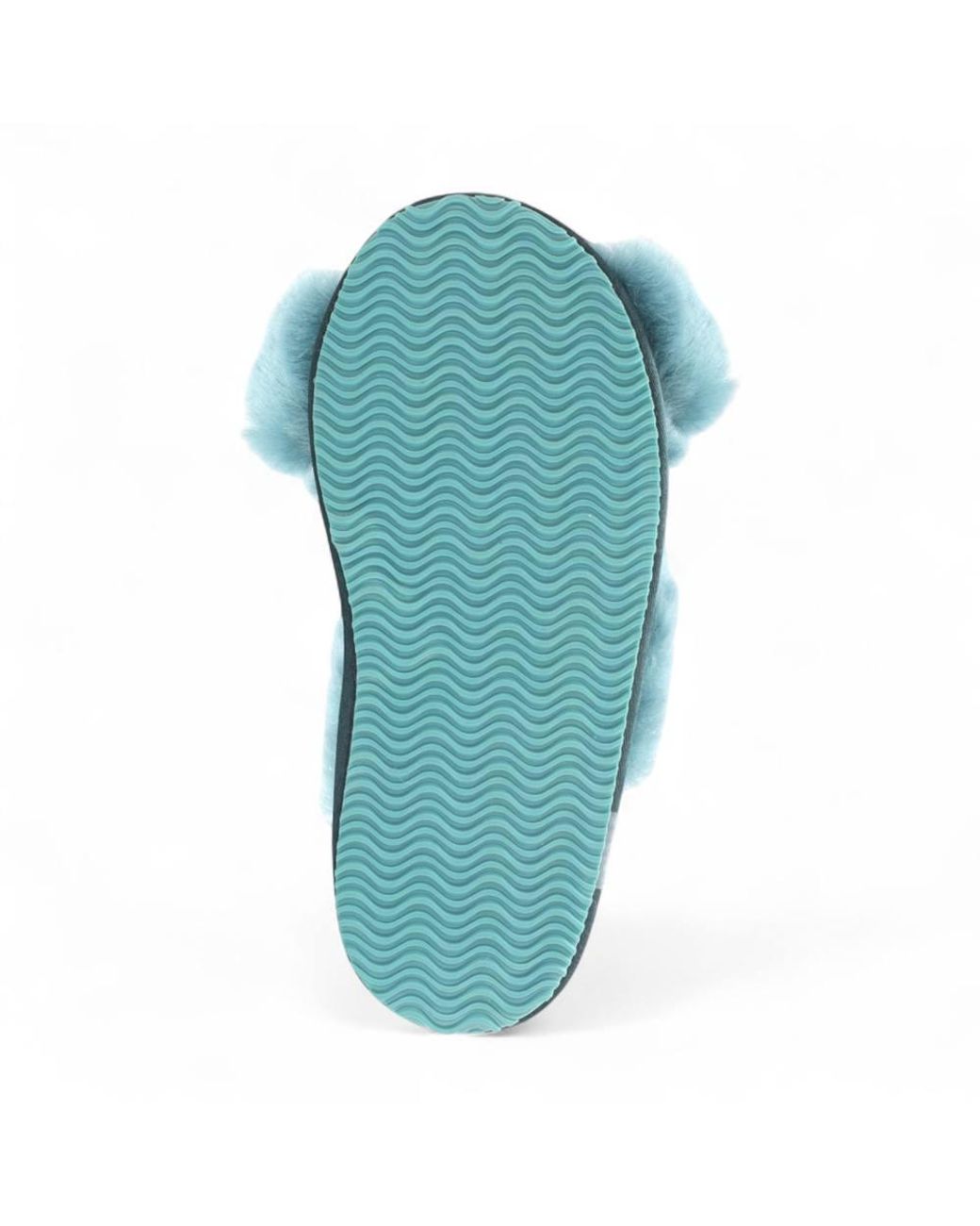 Infinity Leather Blue Sheepskin Slippers Warm Winter Fur Crossover