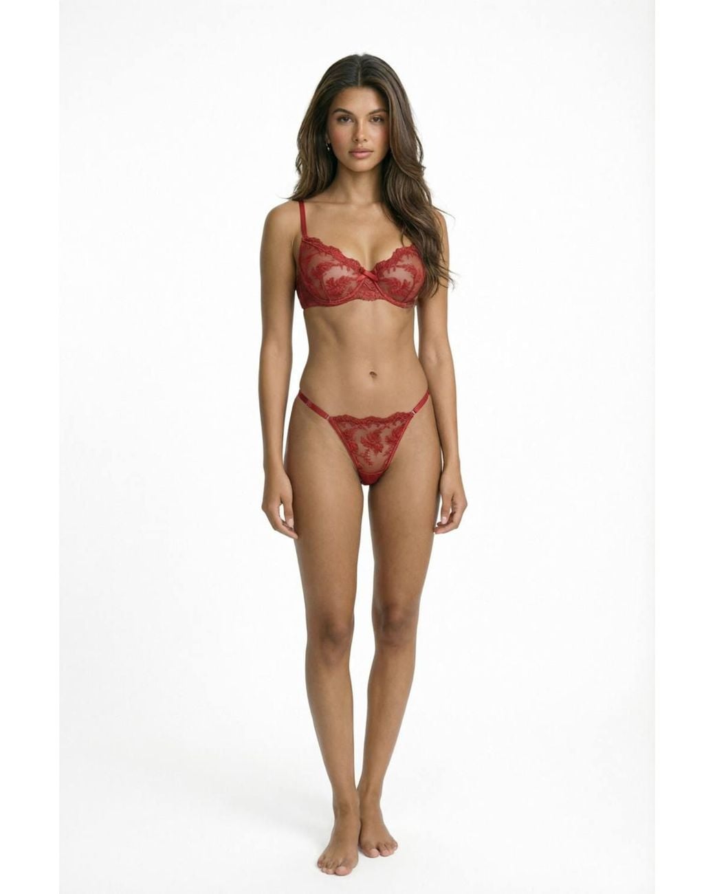 Little Nooks Valentines Elegant Embroidered Lingerie Bra Set
