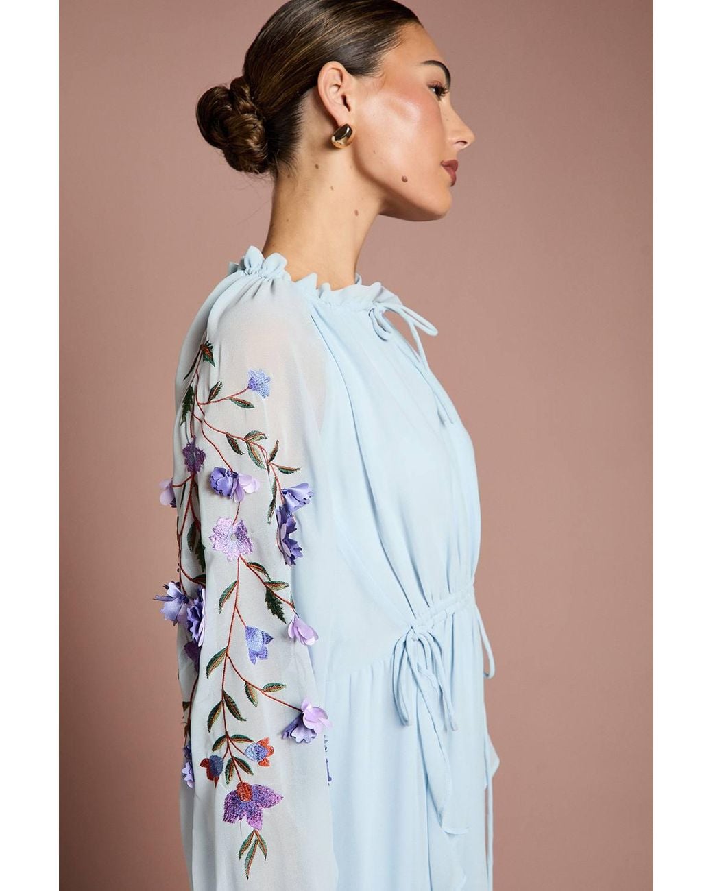 Coast Blue 3D Floral Ruched Detail Midi Dress