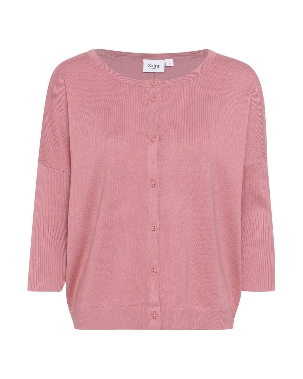 Saint Tropez Pink Mila Round Neck 3/4 Sleeve Cardigan