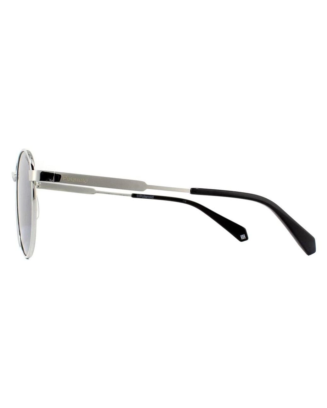 Polaroid Gray Round Palladium Mirror Polarized Sunglasses