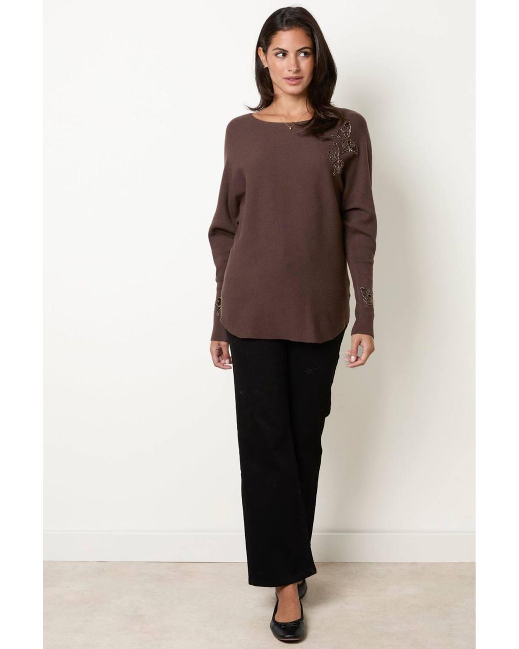 Blue Vanilla Brown Long Sleeve Round Neck Jumper