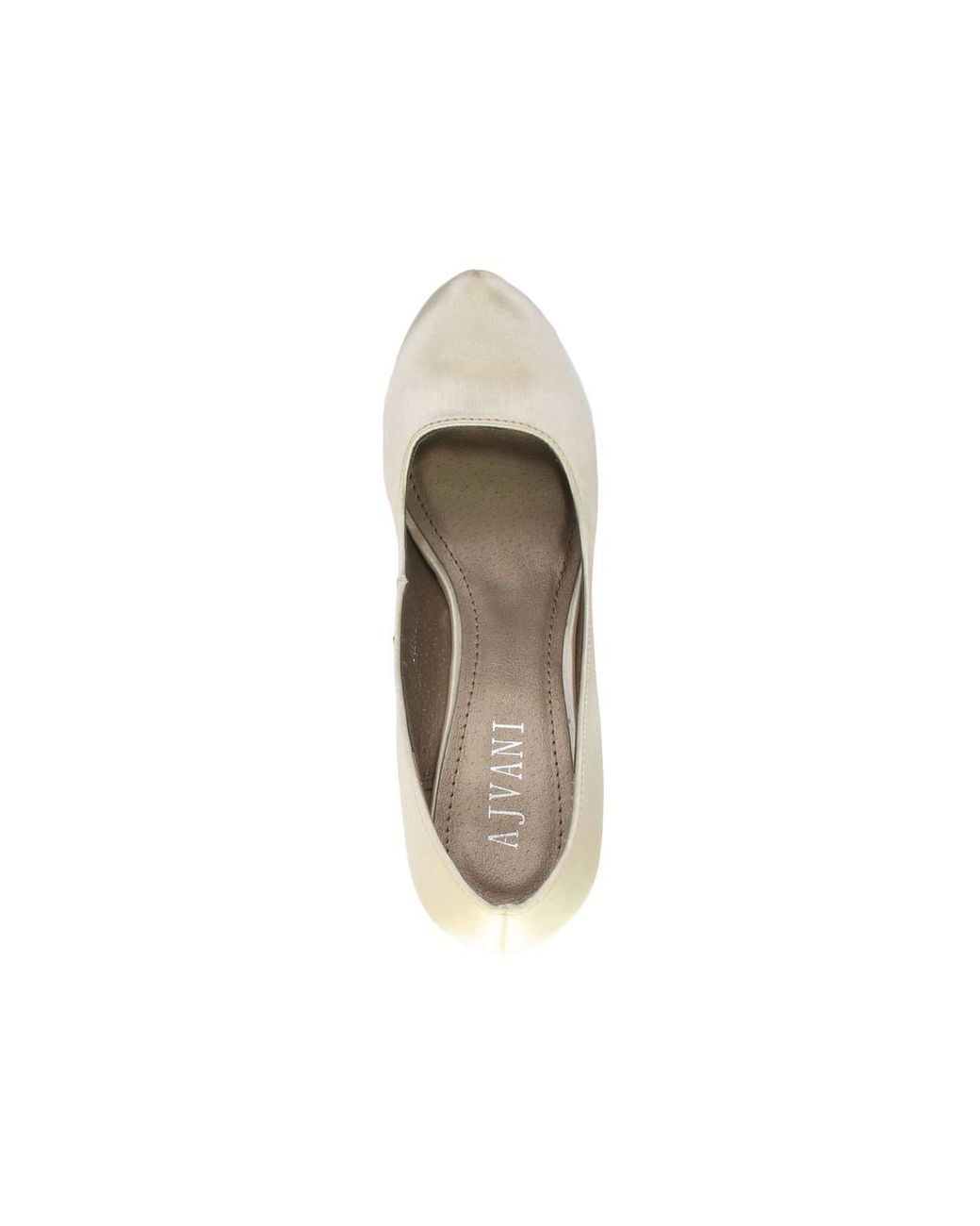 AJVANI White Mid High Heel Satin Court Shoes