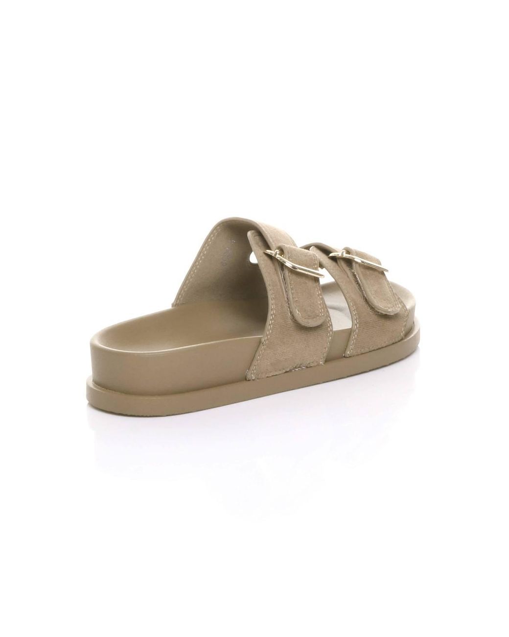 AJVANI Gray Flatform Double Buckle Footbed Sandals
