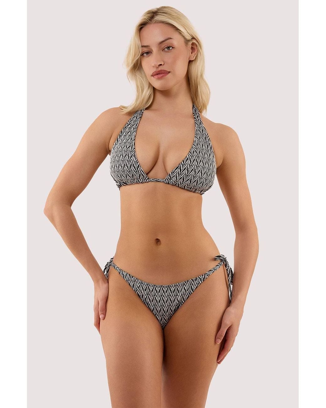 Wolf & Whistle Brown Misqua & Textured Tie Side Bikini Brief