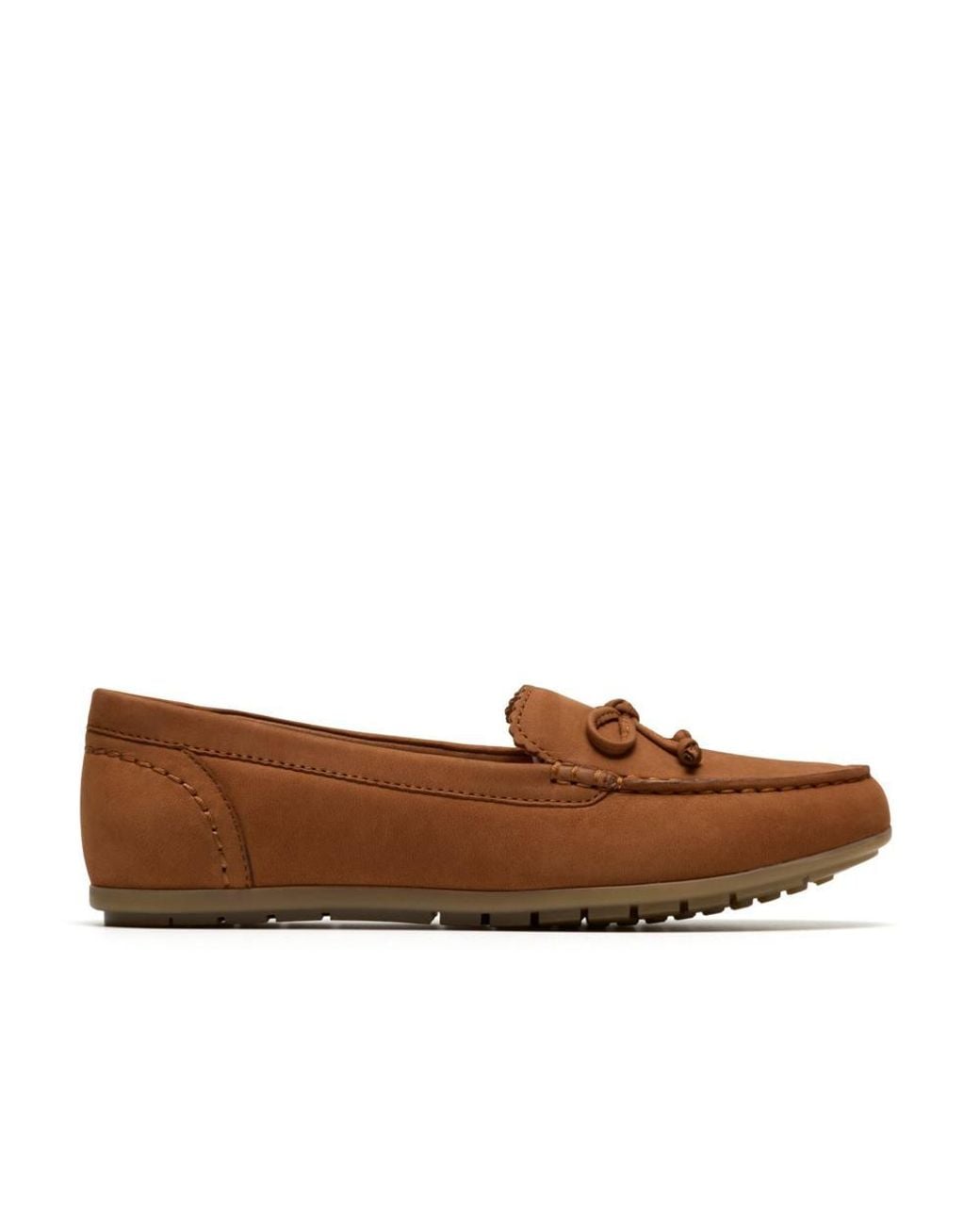 Clarks Brown Elliotte Sail Tan Nubuck Loafers, Slip Ons, Moccasins