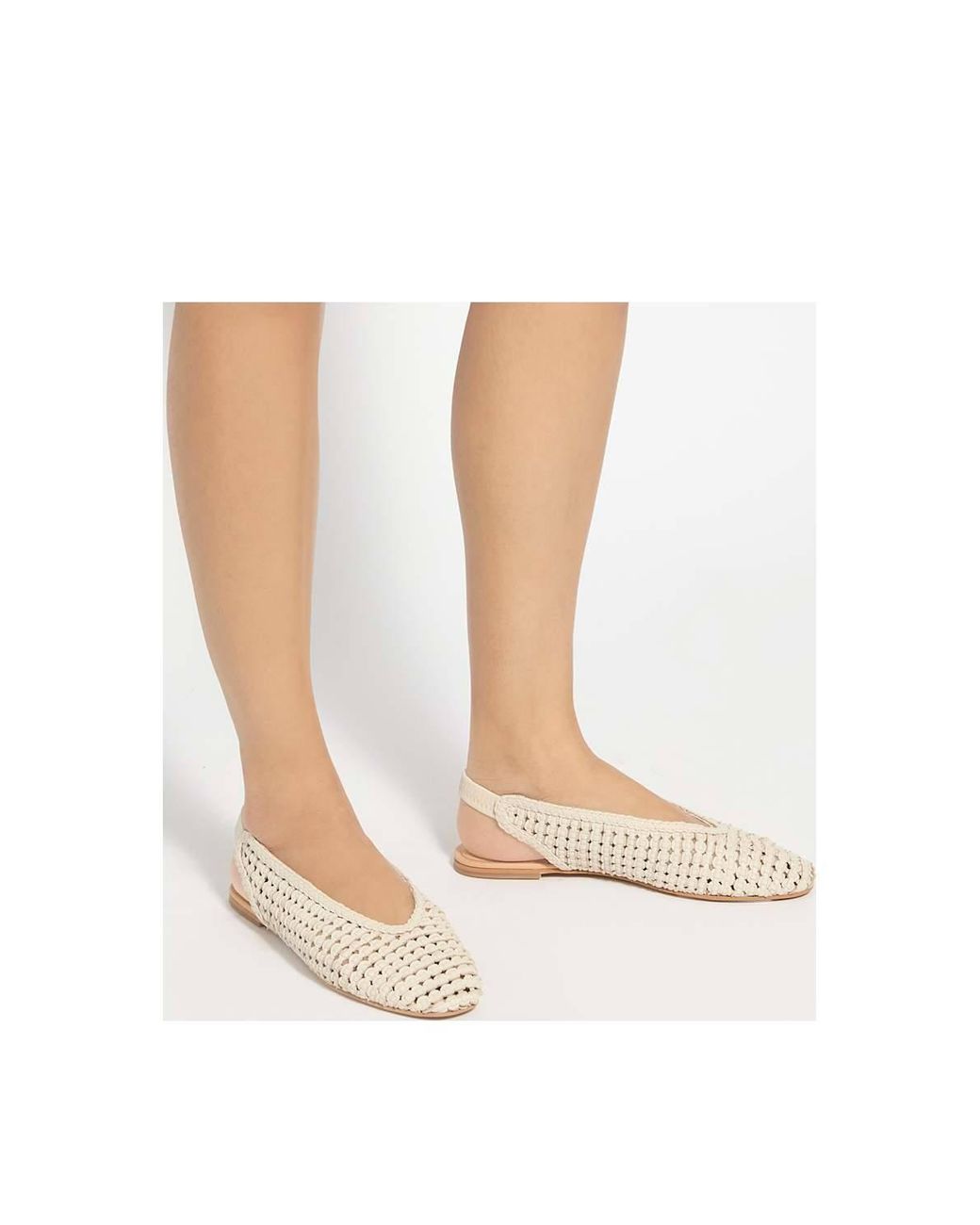 Dune White 'Hollianne' Leather Ballet Pumps