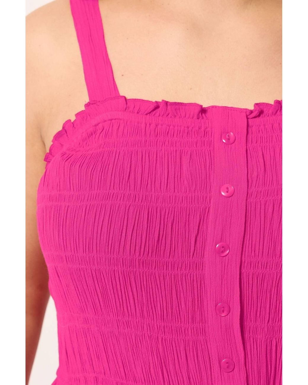 Yours Pink Shirred Placket Dress