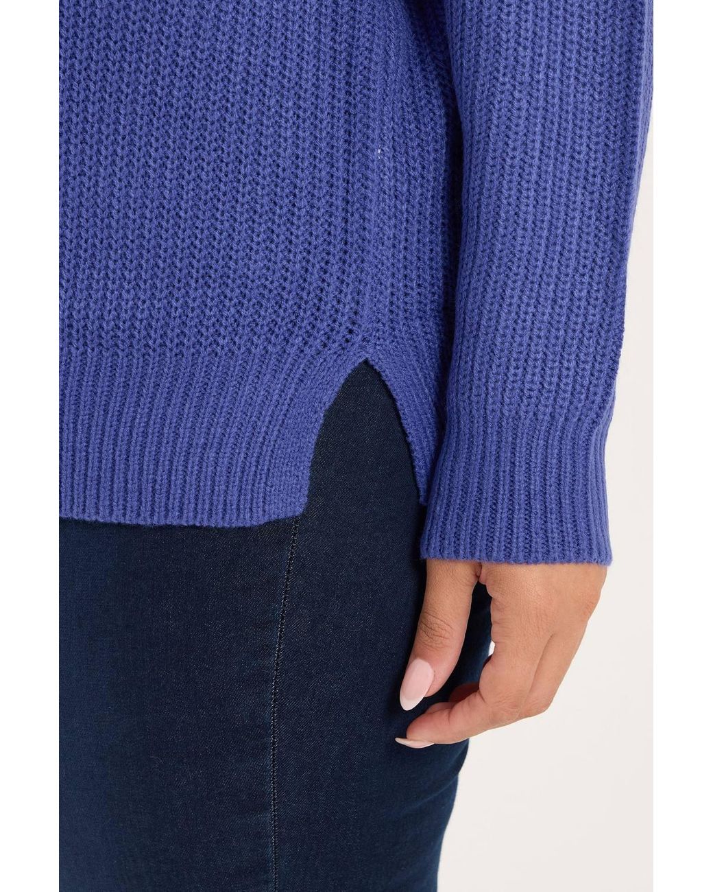 Yours Blue Crew-Neck Knitted Jumper