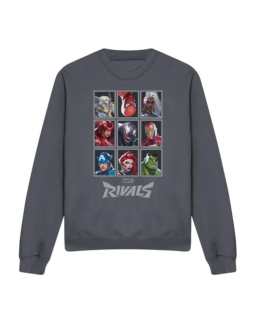 Marvel Gray Rivals Character Grid Sweatshirt, Dark Heather