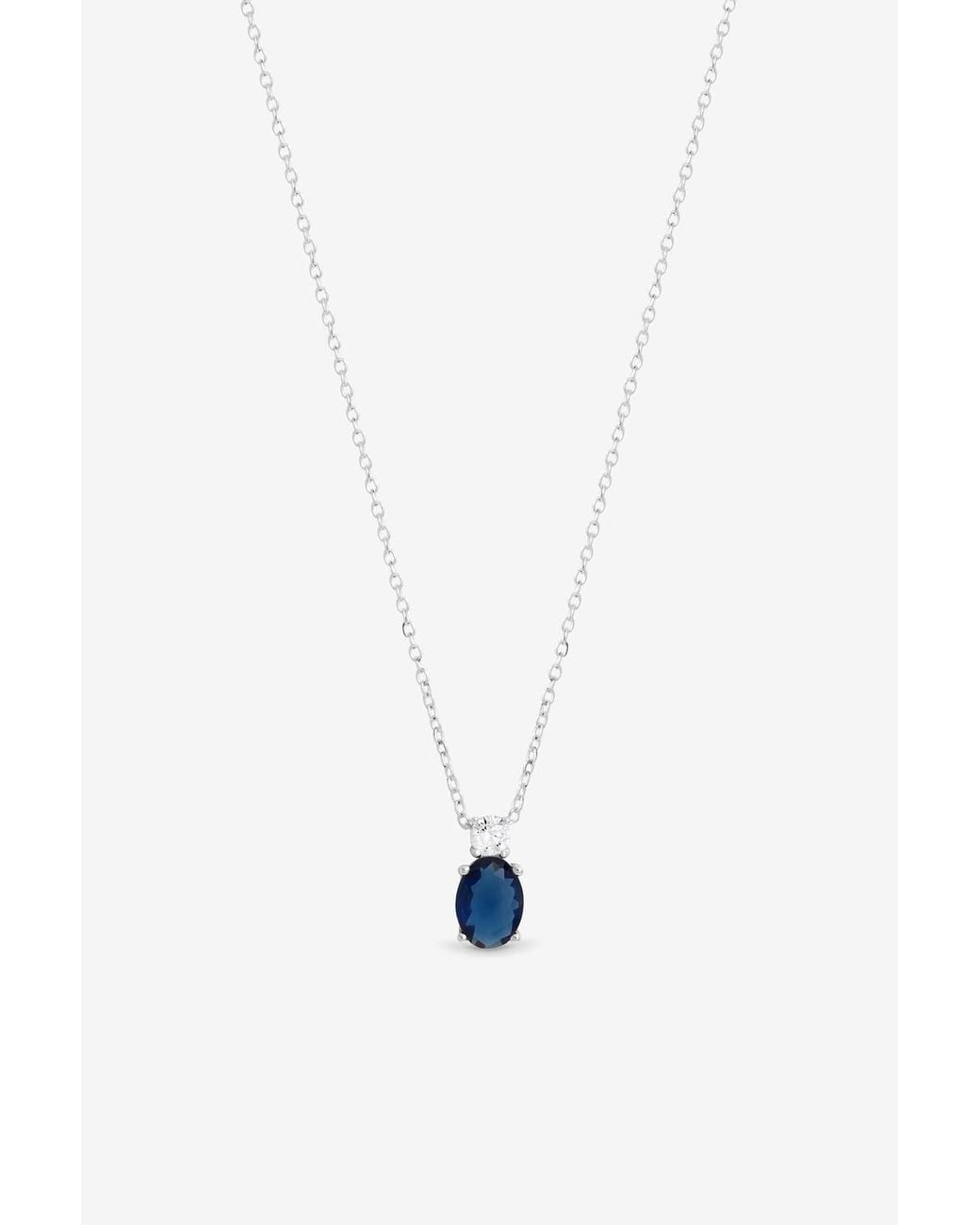 Simply Silver White Sterling Plated Sapphire Pendant
