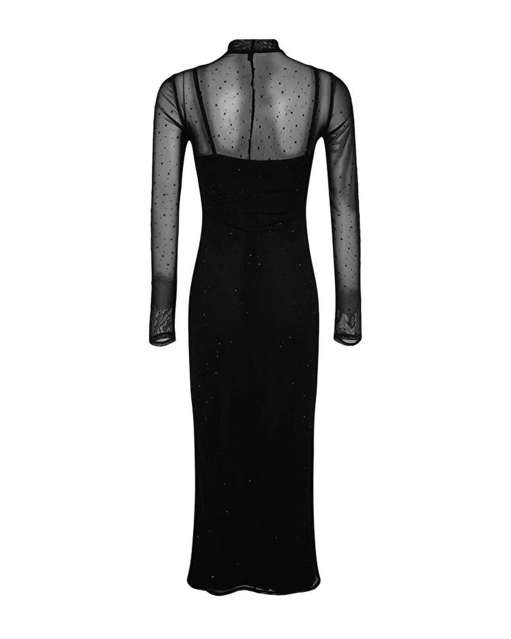WOVCOR Black Tulle Evening Dress W/ Shiny Stone Detail