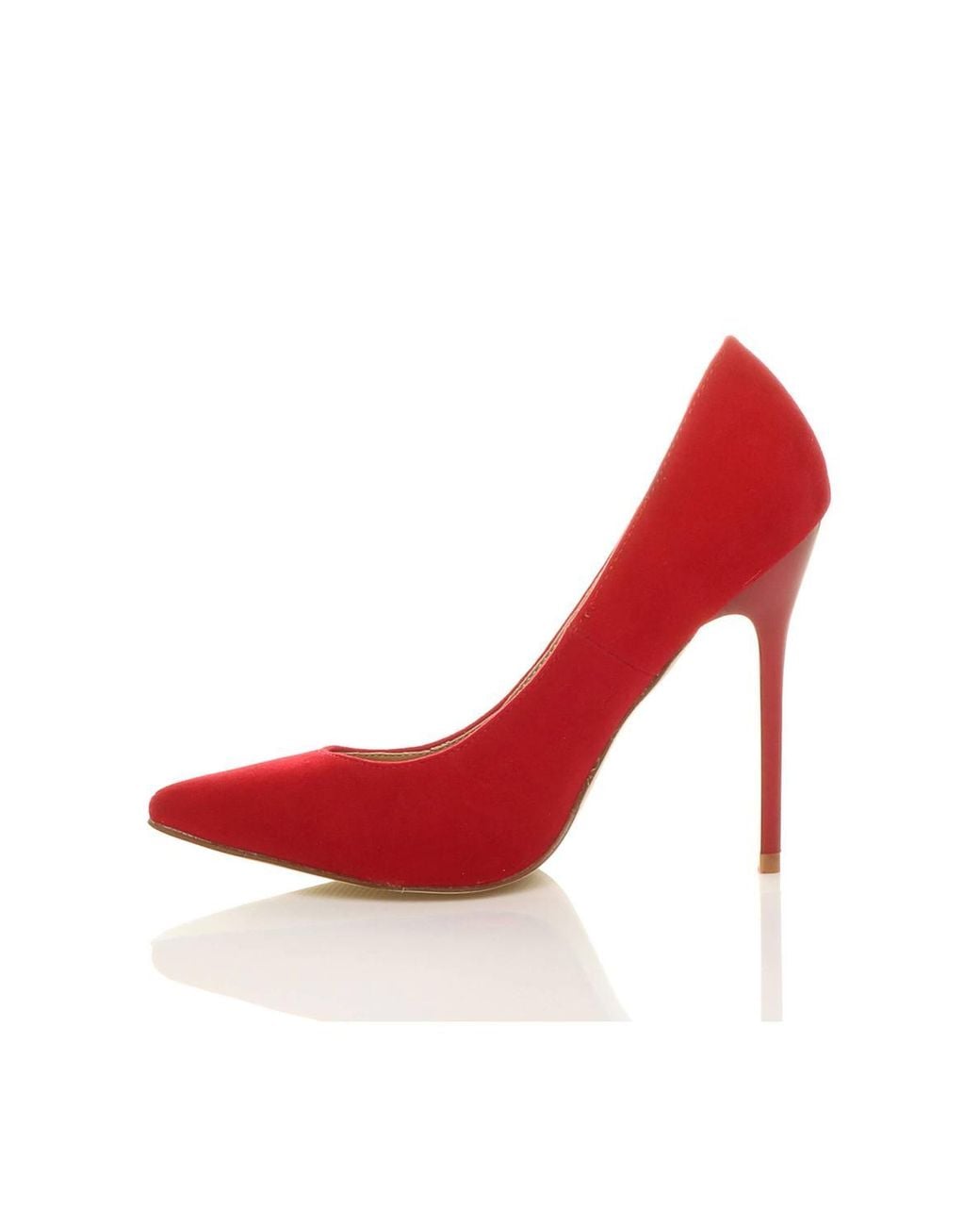 AJVANI Red High Stiletto Heel Pointed Toe Court Shoes