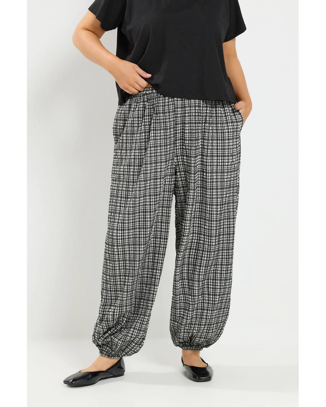 Yours Black Check Balloon Trousers