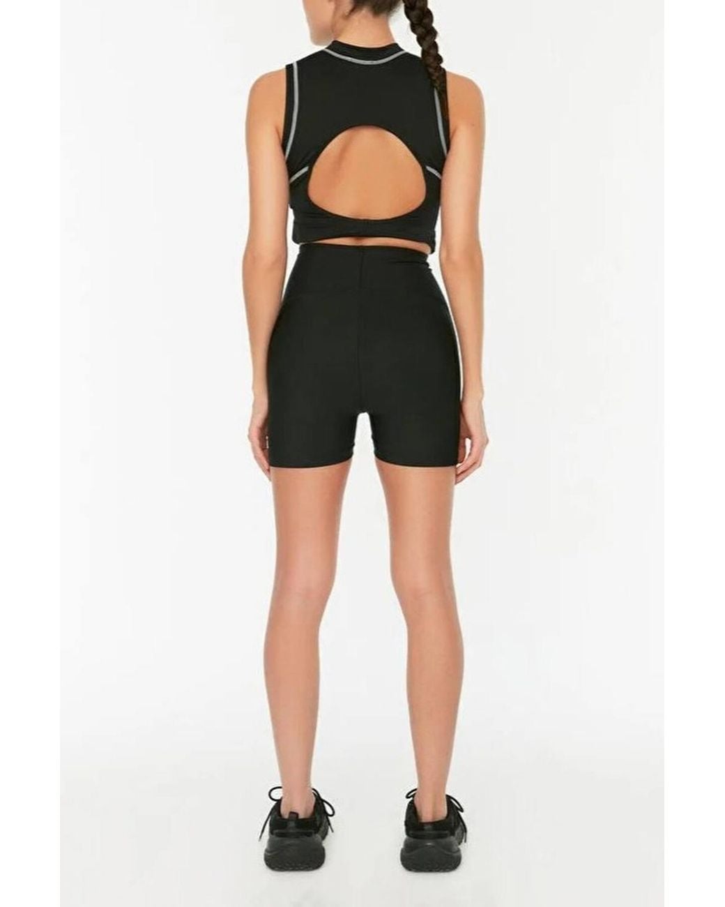 WOVCOR Black Knit High-Waist Sports Short Leggings