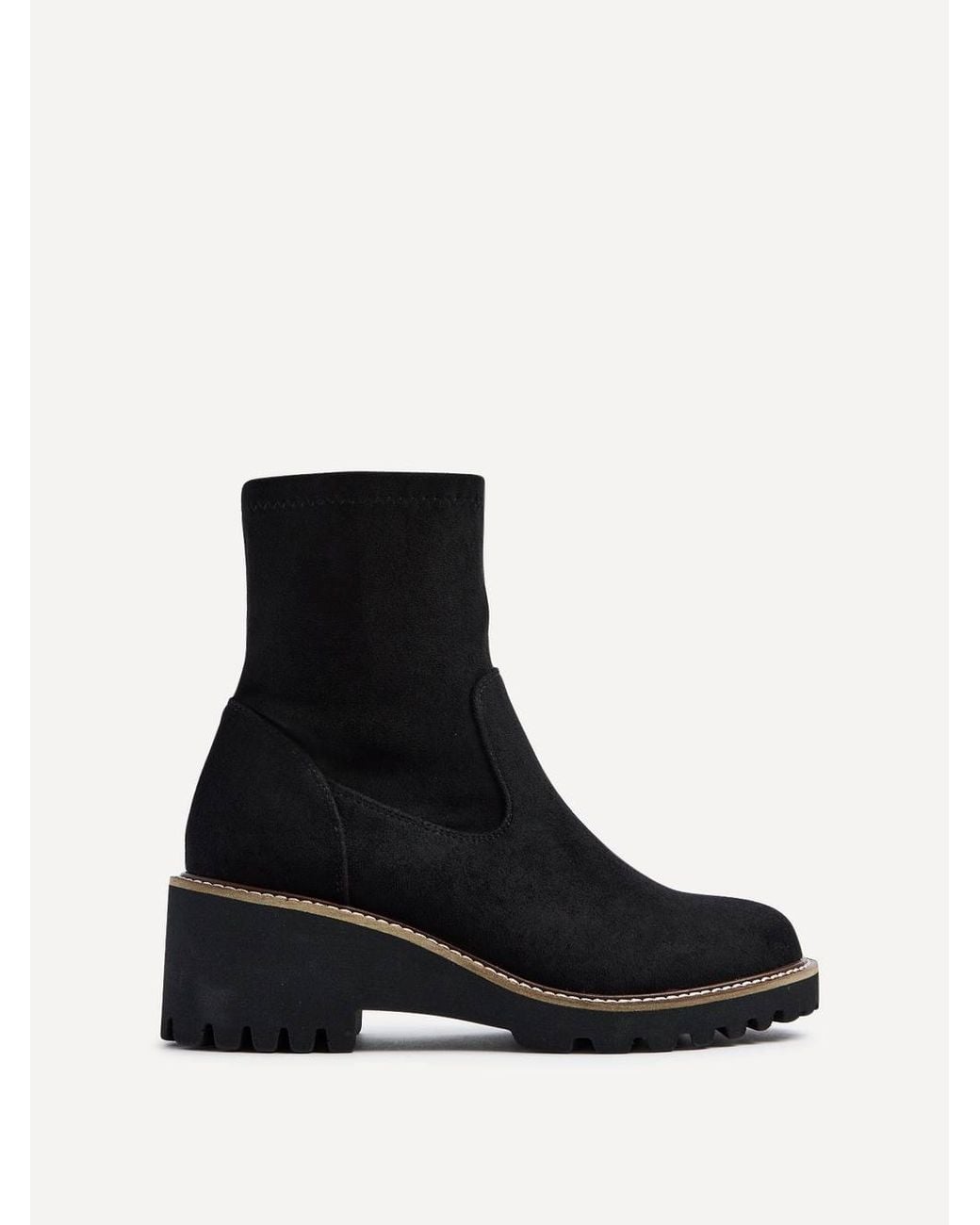Linzi Black Trish Faux Suede Wedged Heel Ankle Boot
