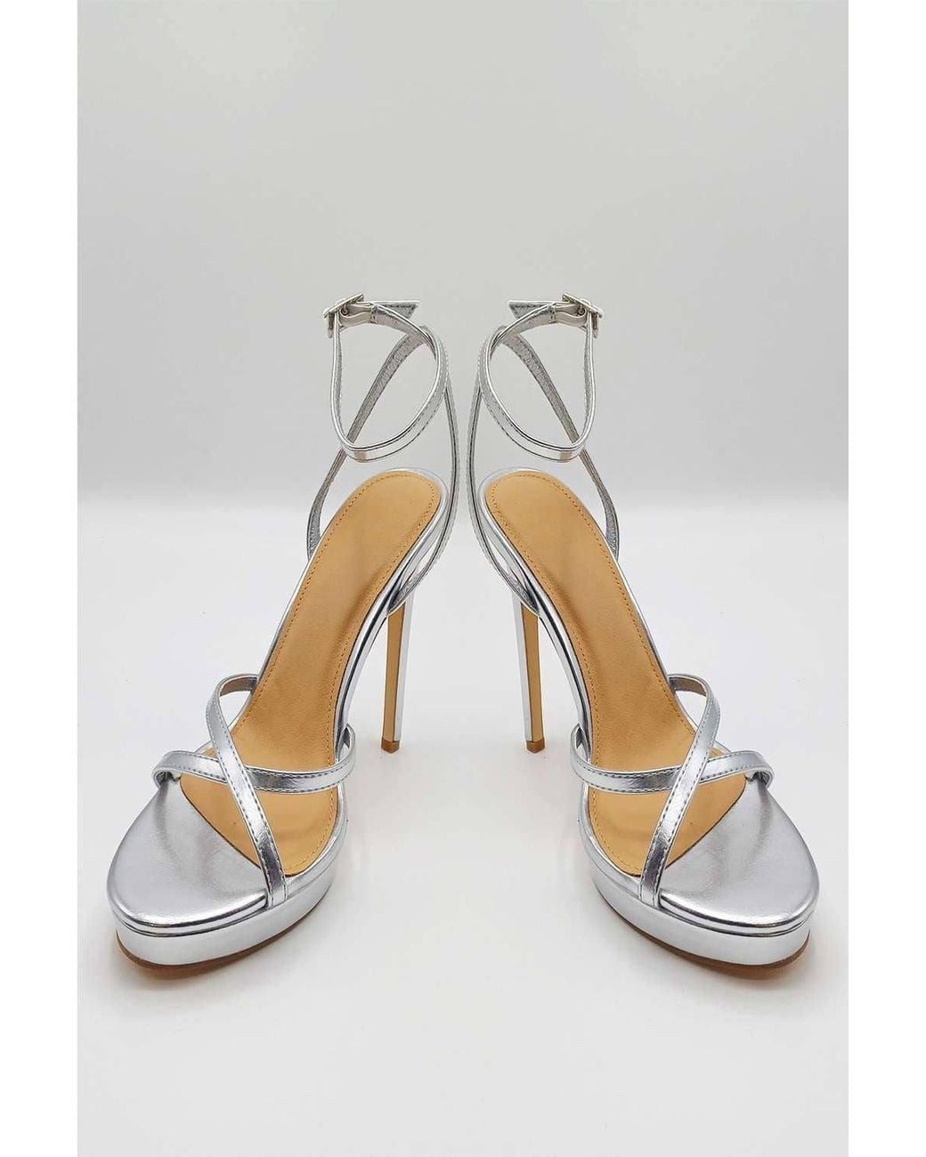 Miss Diva Metallic Kalilah Crossover Strap Platform Heeled Sandals