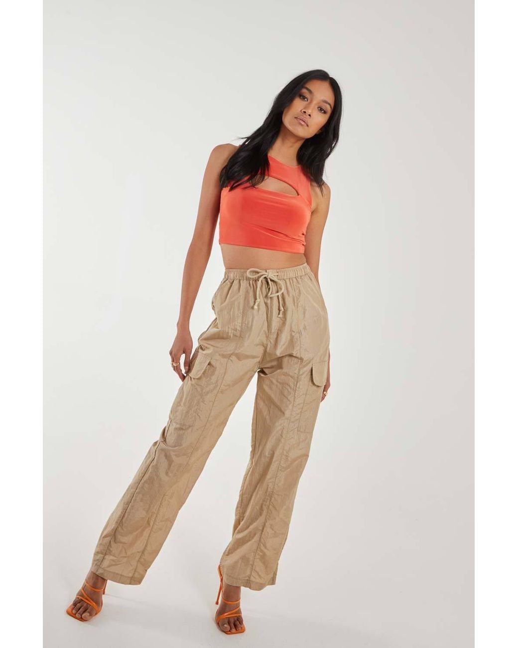 Pink Vanilla Orange Letterbox Slinky Crop Top