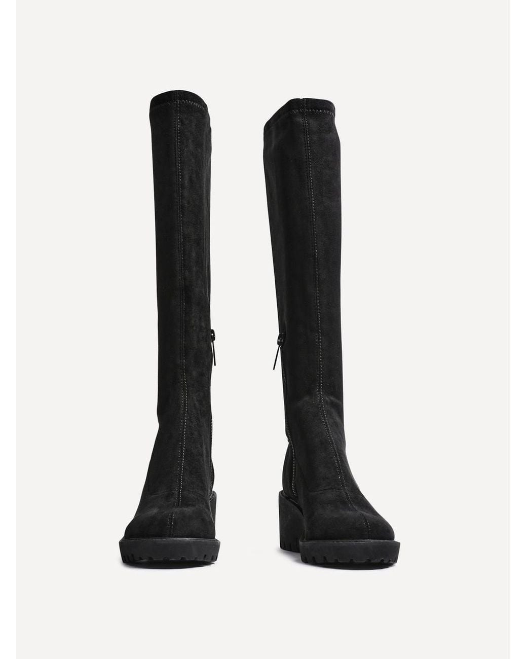 Linzi Black Kortina Faux Suede Wedge Knee High Boot