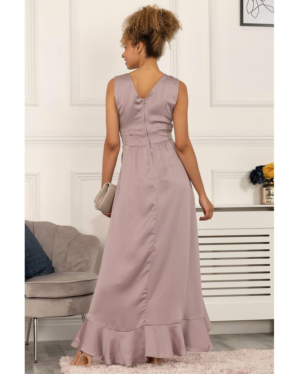 Jolie Moi Brown Kyleigh Frill Hem Maxi Dress