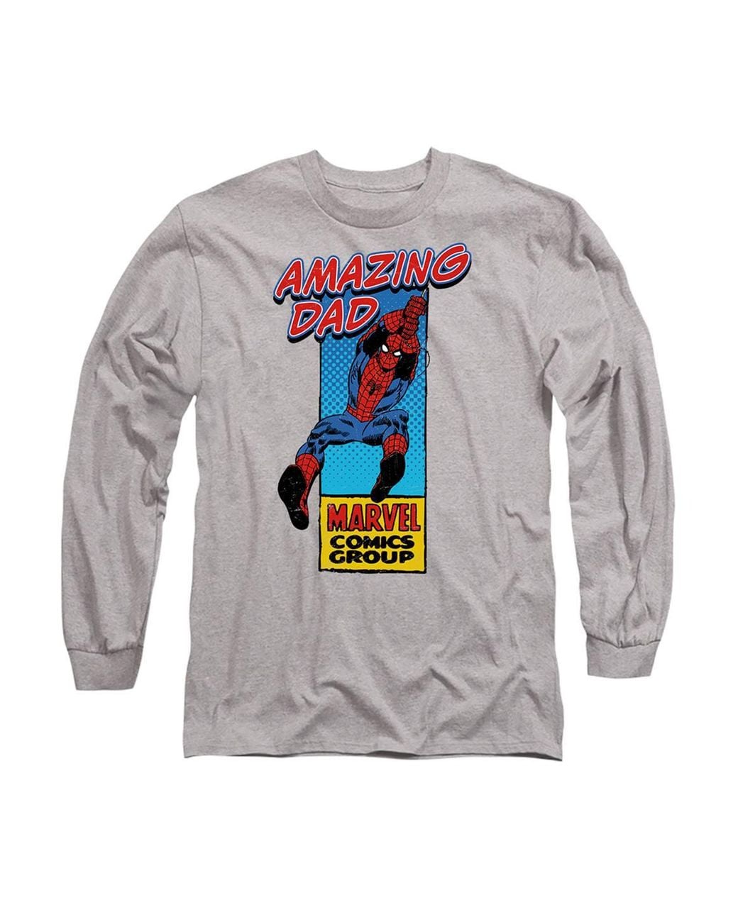 Marvel Gray Comics Presents Corner Box Father's Day Amazing Spider- Dad T-Shirt, Heather