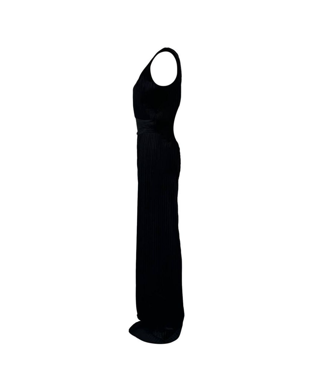 Balmain Black Preloved Aw15 Pleated Velvet Plunging Jumpsuit