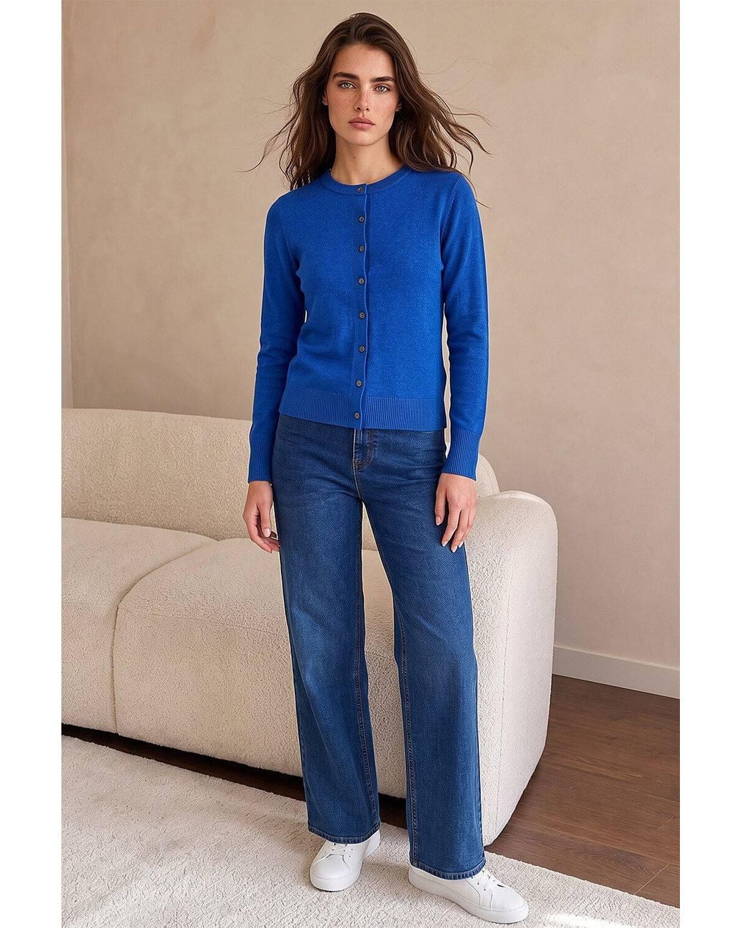 Roman Blue Petite Buttoned Cardigan