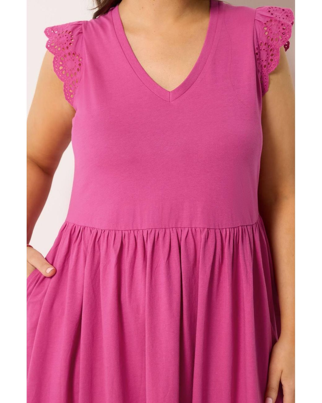 Yours Pink Broderie Anglaise Peplum Dress