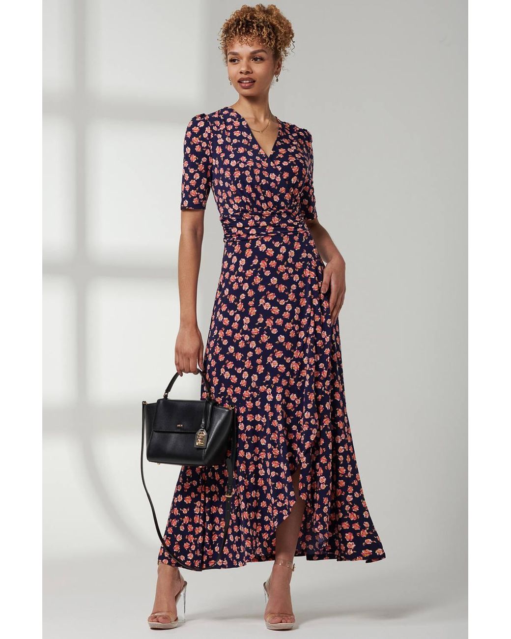 Jolie Moi Red Print Viscose Frill Hem Maxi Dress