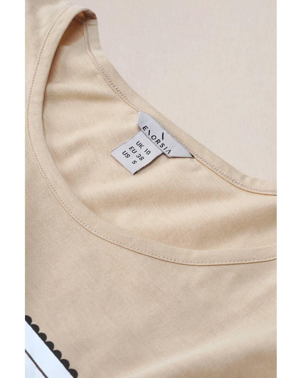 Enorsia Natural Crew Neck Long Sleeve T-Shirt