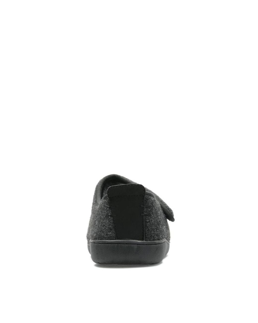 Clarks Black King Riptape Slipper Dark Felt Slip Ons, Slippers for men