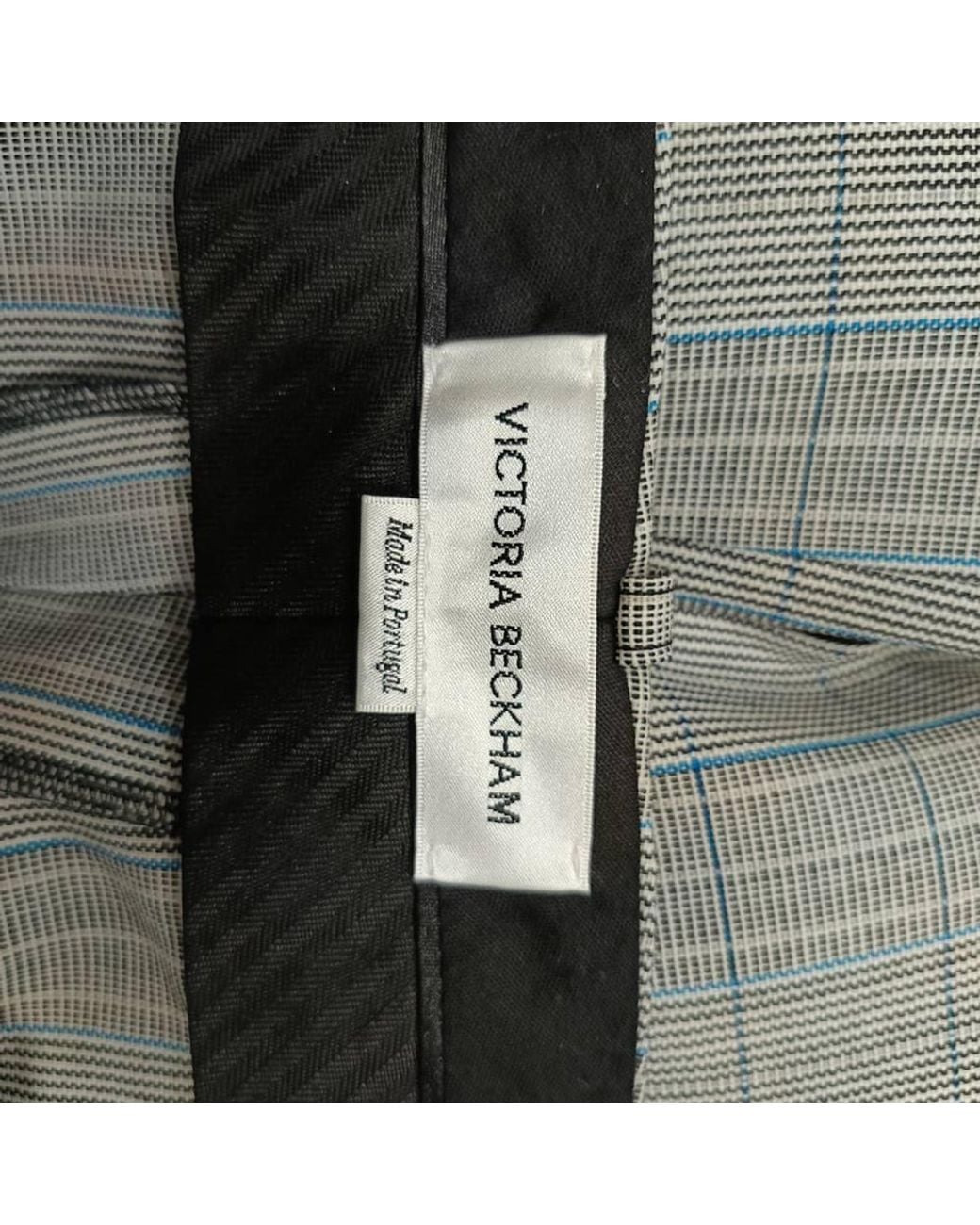 Victoria Beckham Gray Preloved Plaid Straight-Leg Trousers