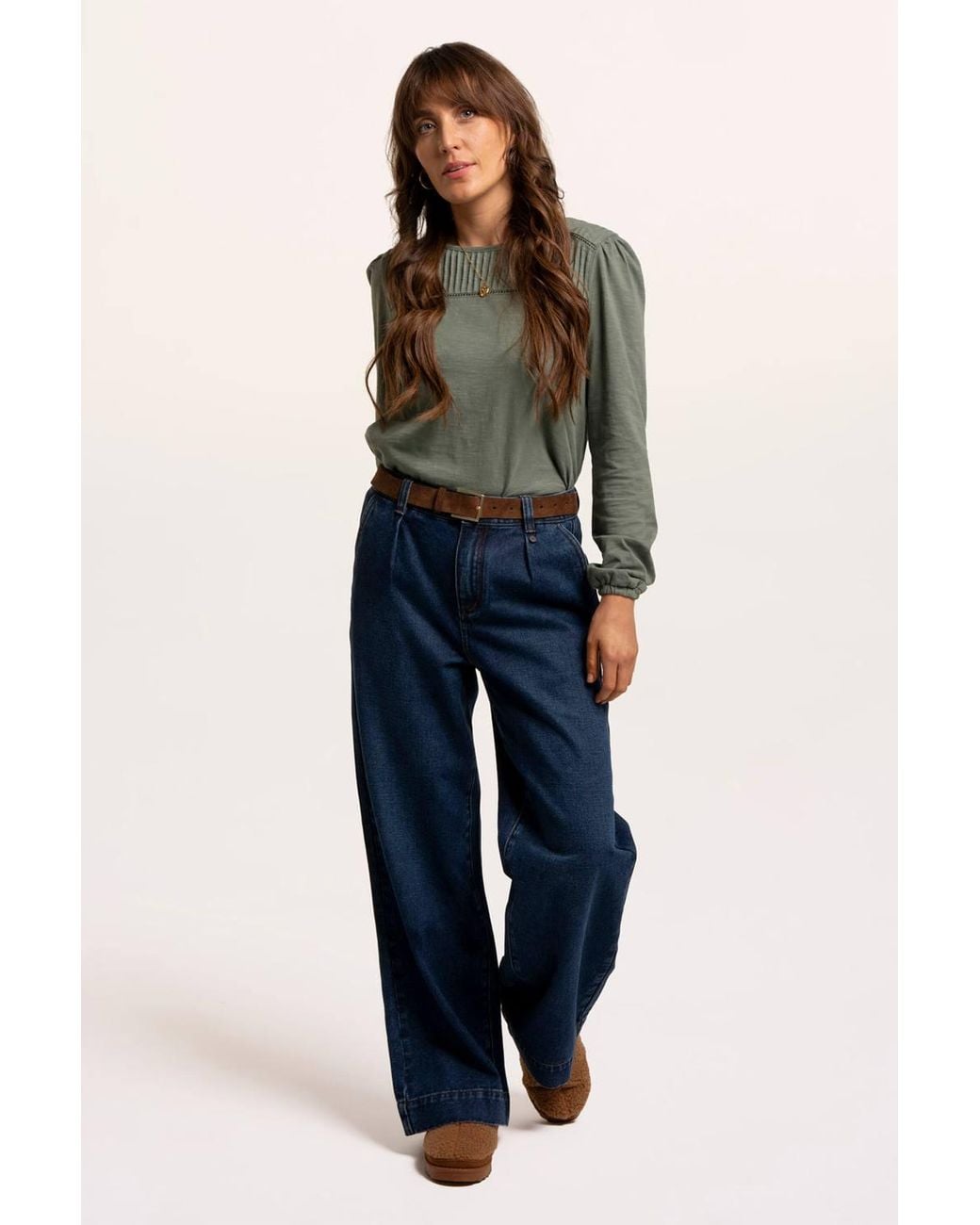 Brakeburn Green Zofia Ladder Trim Long Sleeve T-Shirt