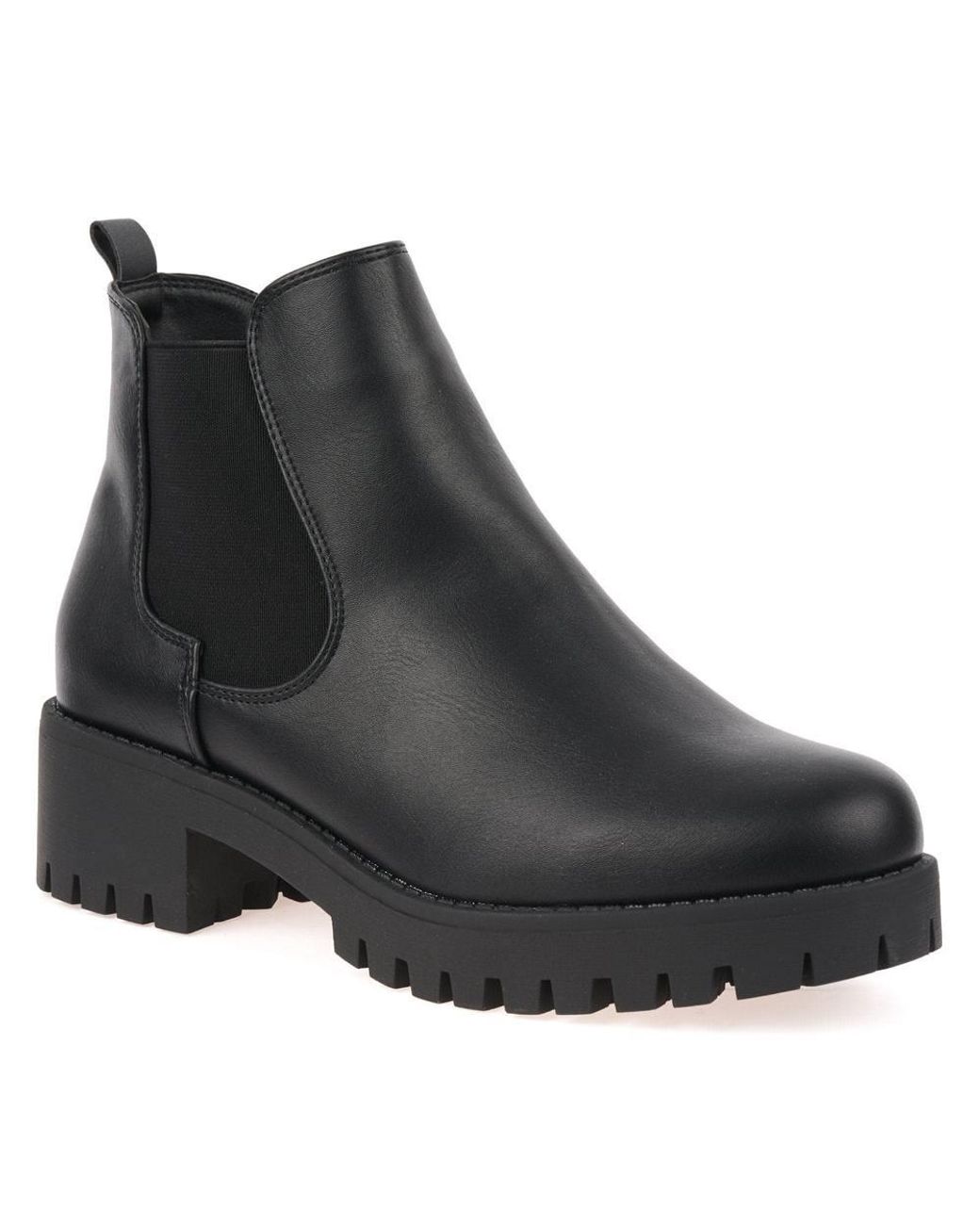 Miss Diva Blue Solo Elastic Cleated Sole Pu Ankle Boots