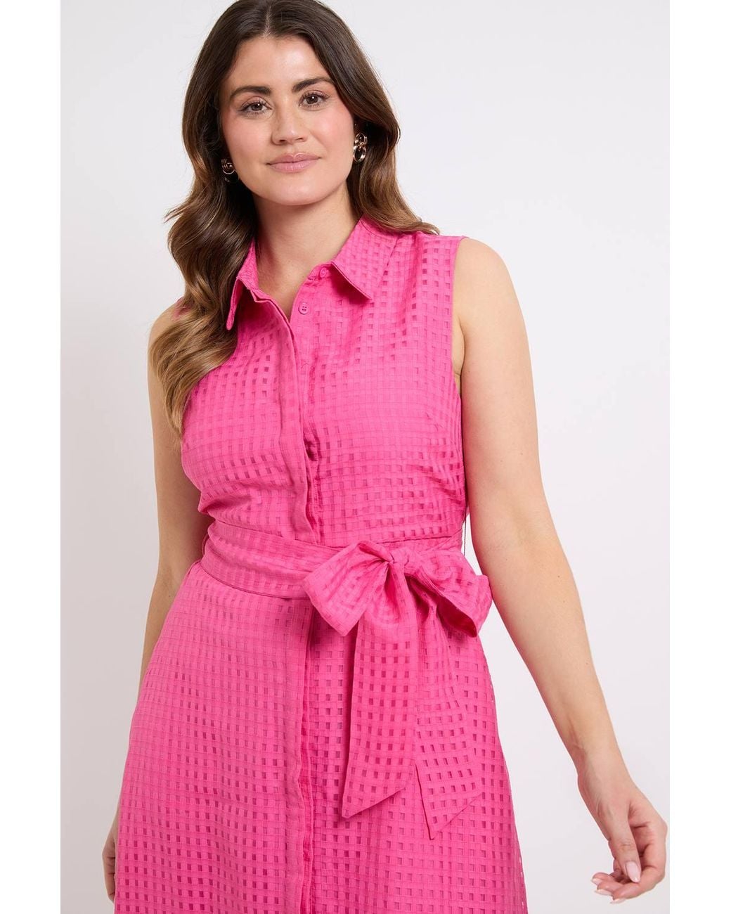 Wallis Pink Sleeveless Check Organza Shirt Dress