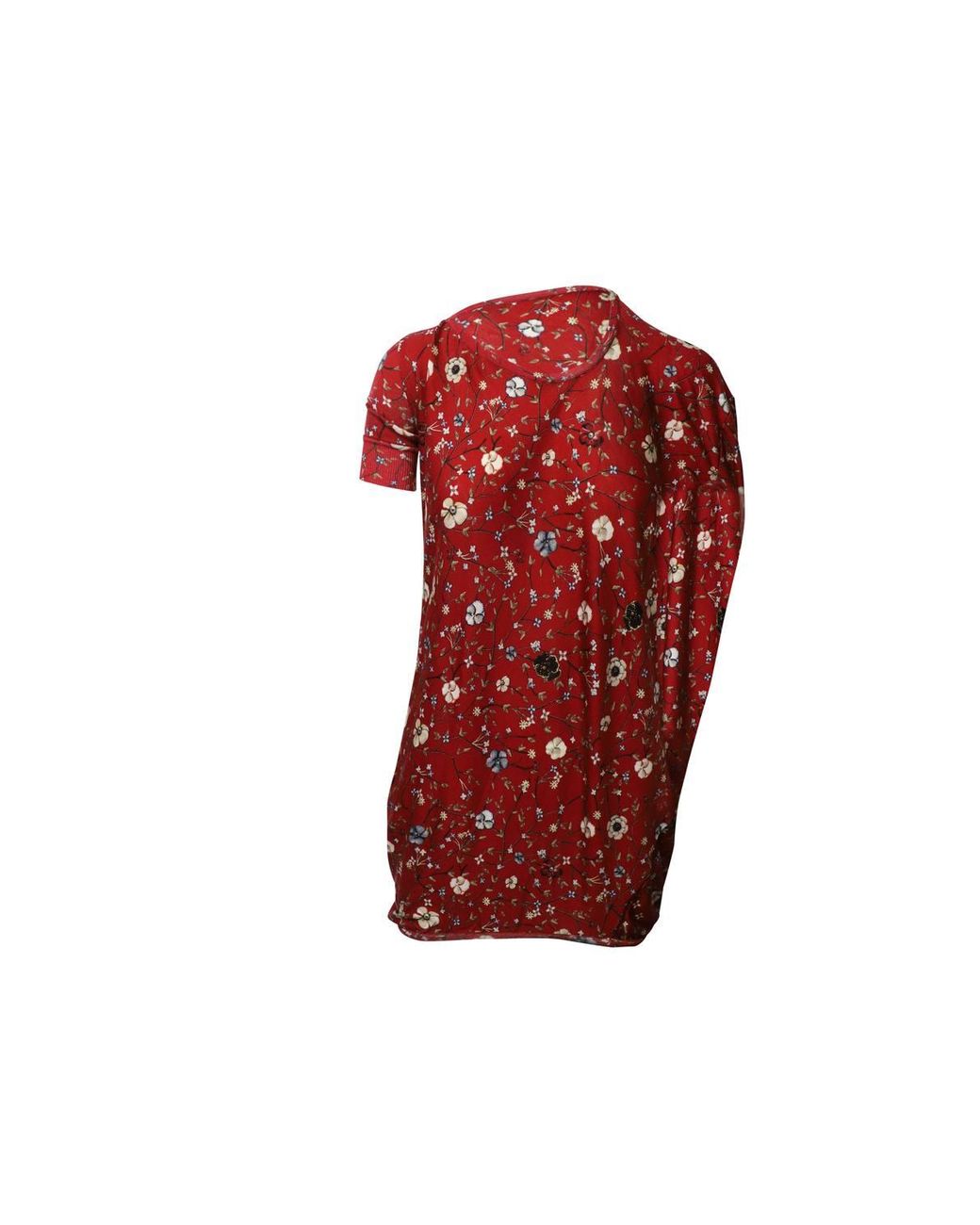 McQueen Red Preloved Asymmetric Back Draped Floral Dress