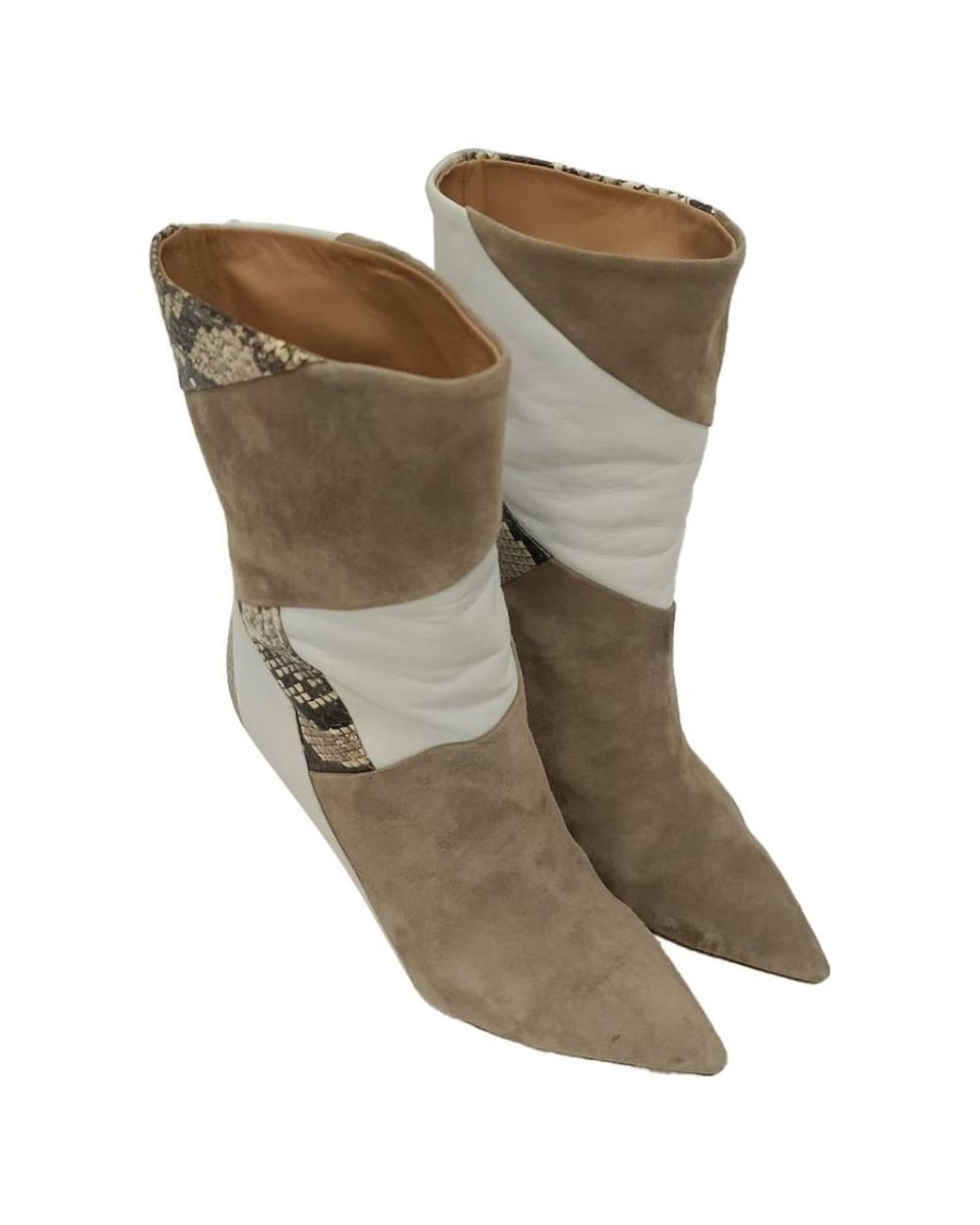 Aquazzura Gray Preloved Calder Snake-Effect Ankle Boots