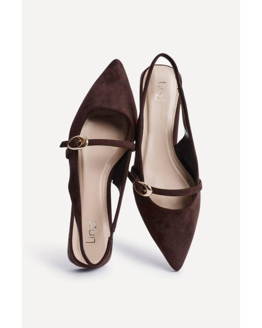 Linzi White Align Faux Suede Ballet Flats