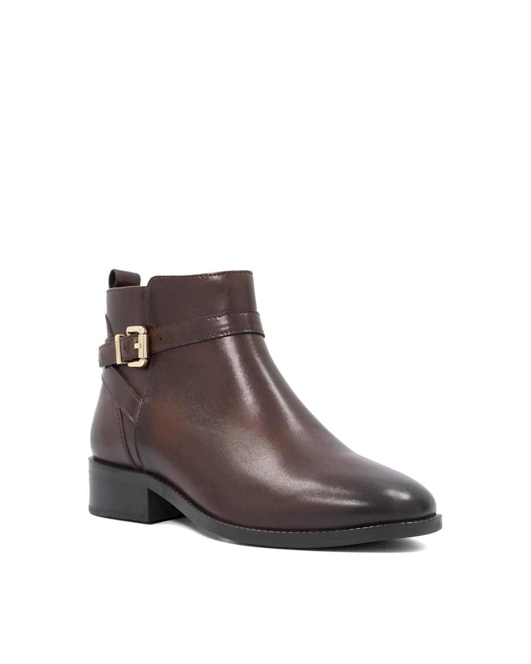 Dune Brown Wide Fit 'Pali' Leather Ankle Boots