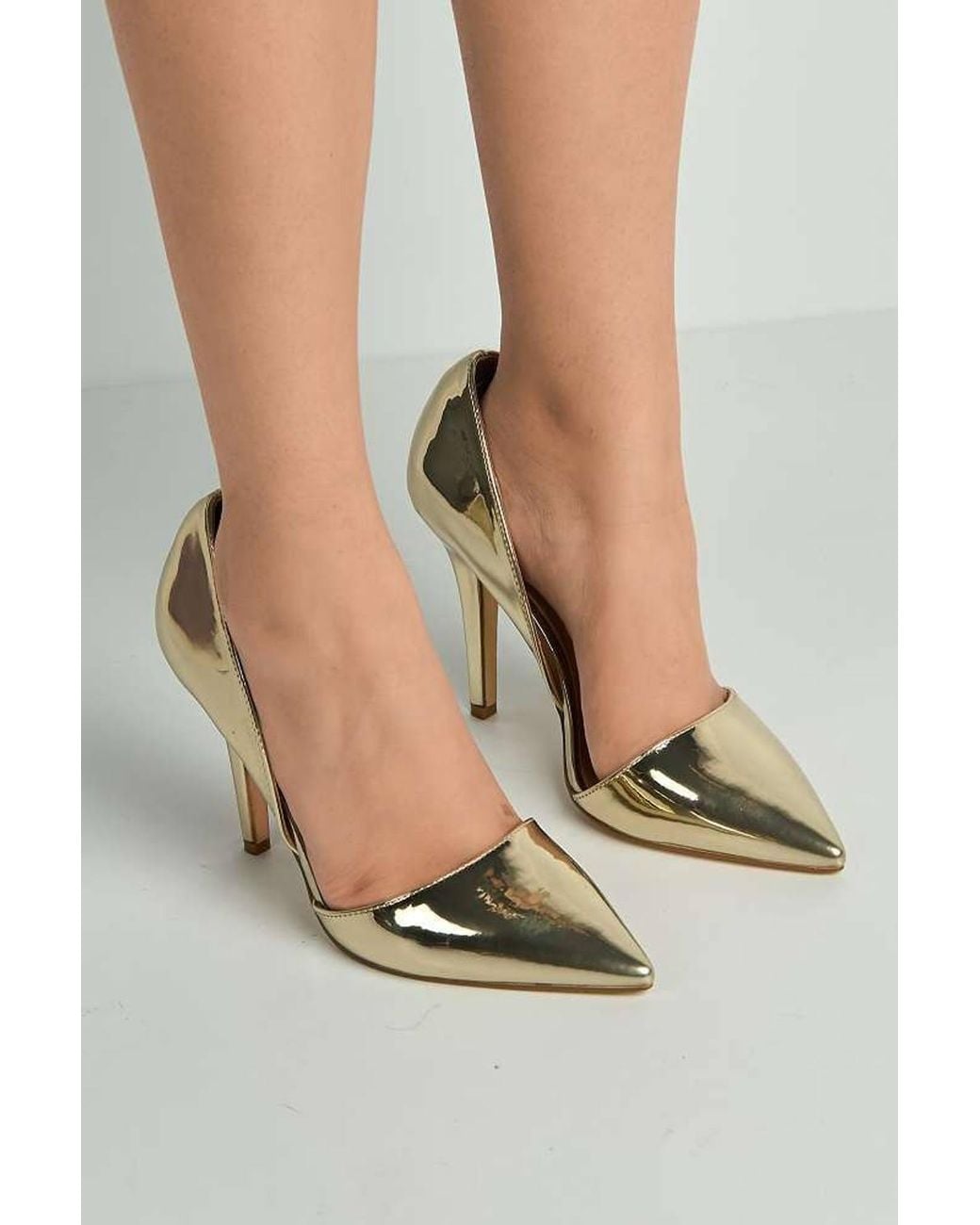 Miss Diva White Milaya Cut-Out Side Pointed Toe Court Shoes