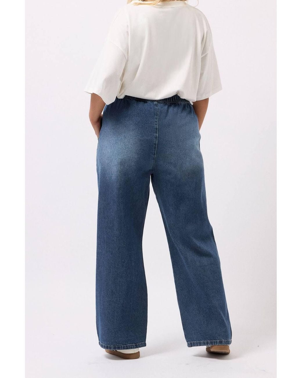 Yours Blue Drawstring Wide Leg Jeans