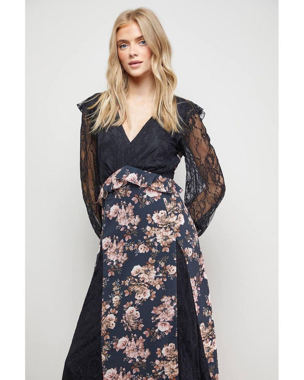 Oasis Multicolor Lace Mix Midi Dress