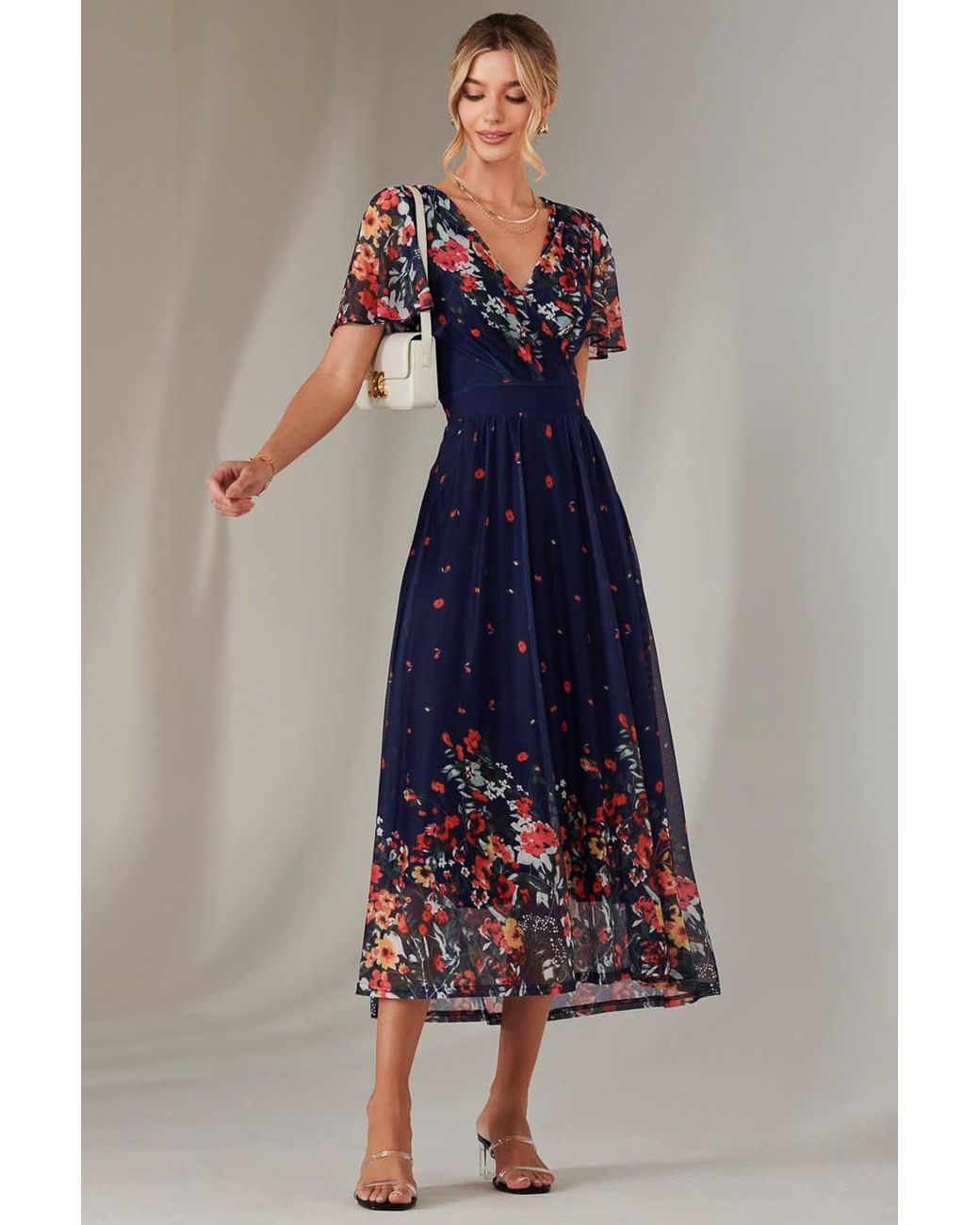 Jolie Moi Blue Wrap Maxi Dress