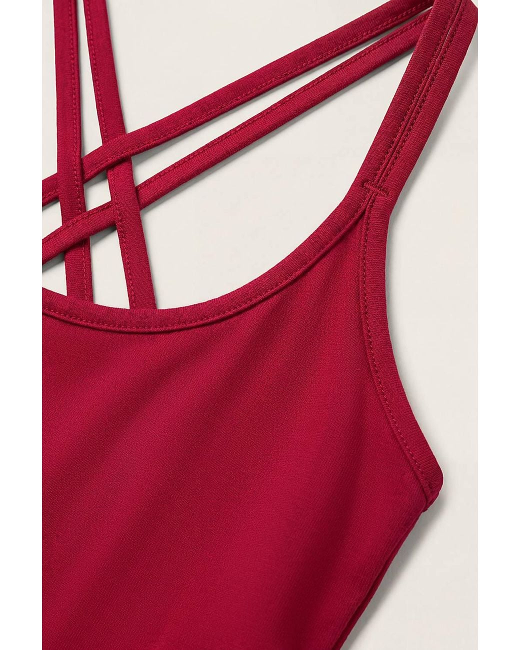 Enorsia Red Cotton Stretch Cross Back Crop Cami Tops