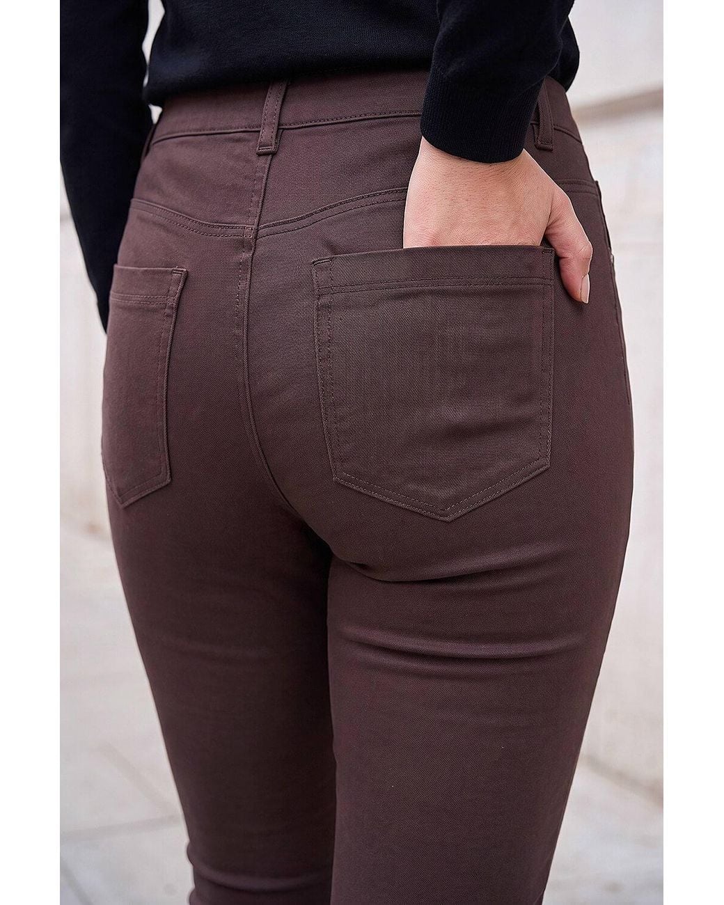 Roman Brown Petite Stretch Denim Elastic Waist Jegging