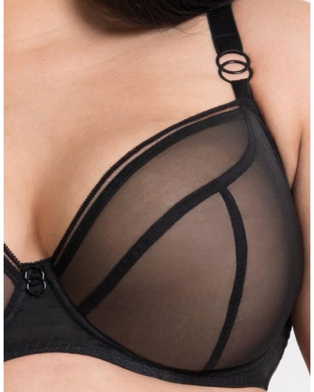 Curvy Kate Black Lifestyle Plunge Bra Wired Mesh Lingerie