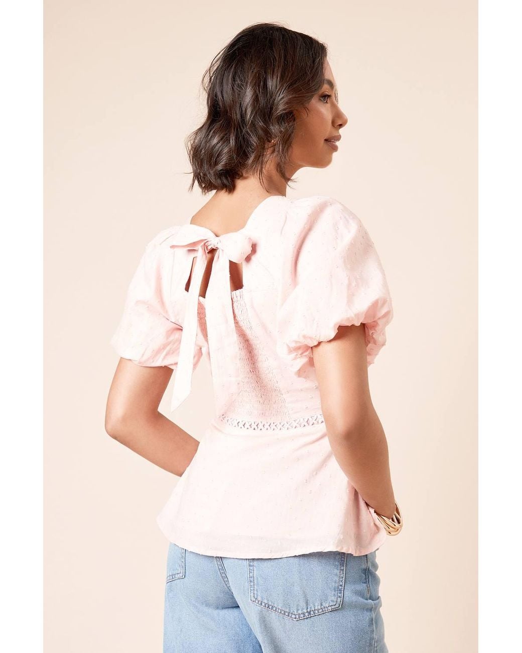 Dorothy Perkins Pink Embroidered Front Square Neck Top