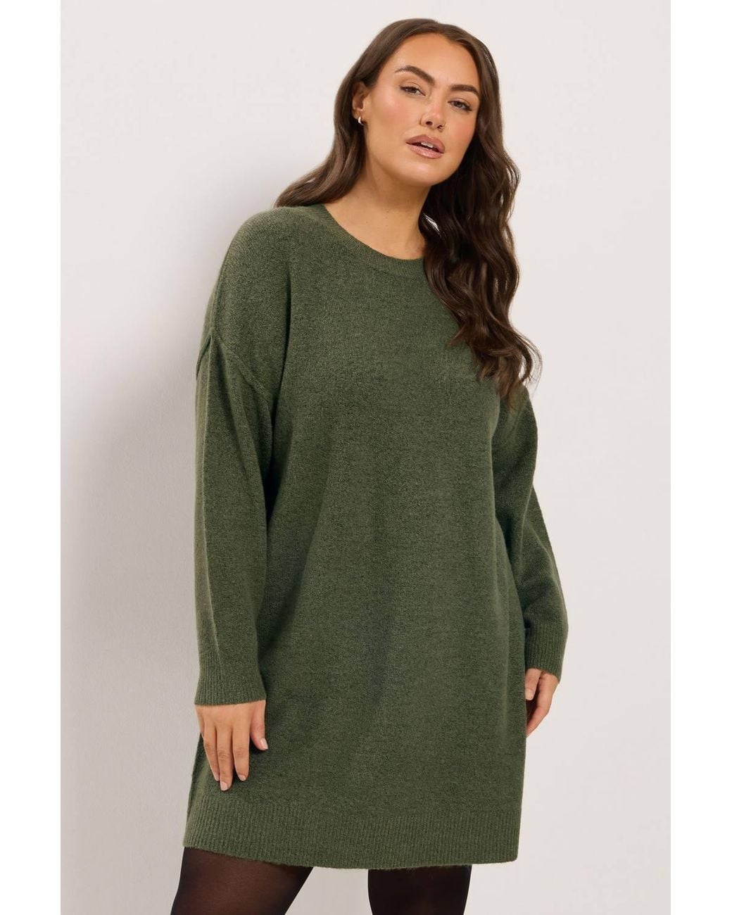 Yours Green Knitted Jumper Dress